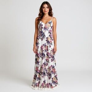 Floral nightgown with floral trim